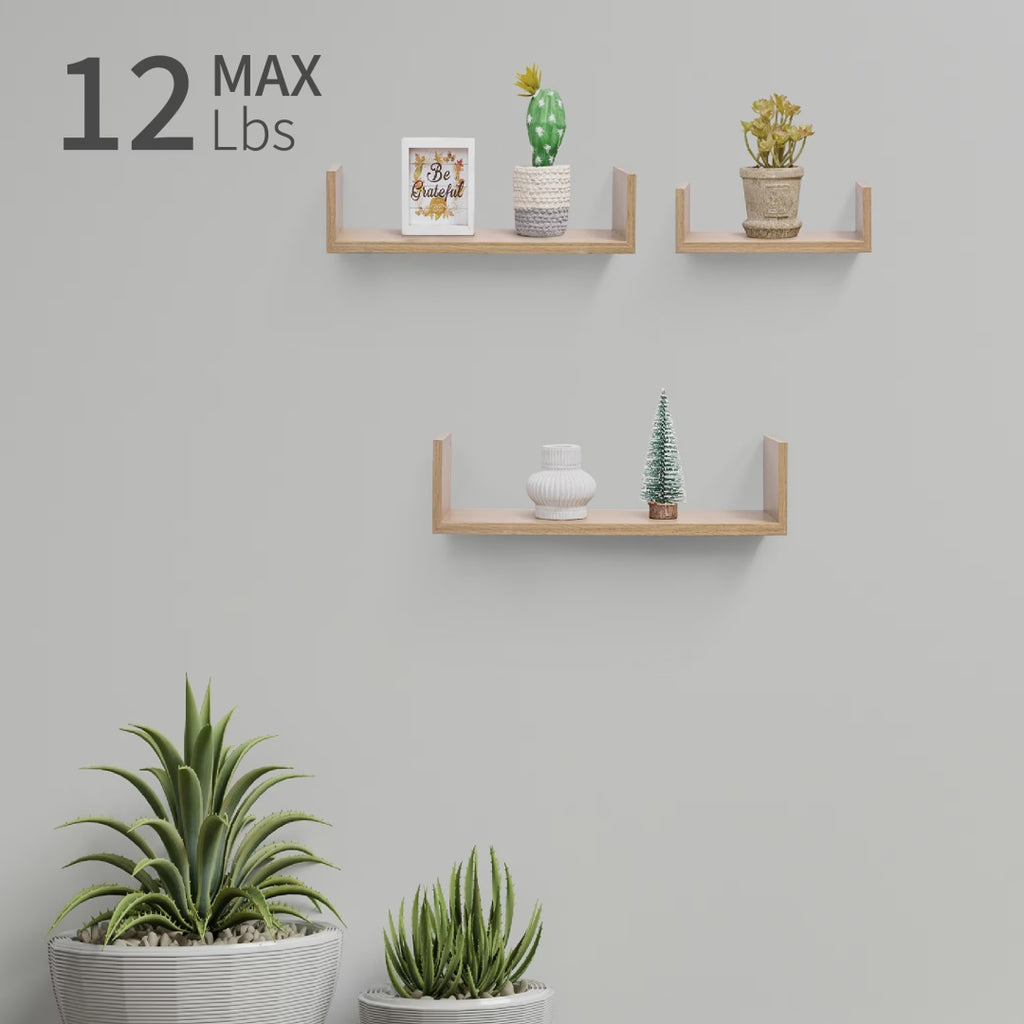 31" Long Floating Wall Shelf, Wood – Brown — features