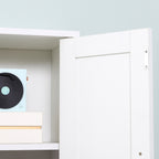 Tall Bathroom Storage Cabinet with Mirror – White — room view angled