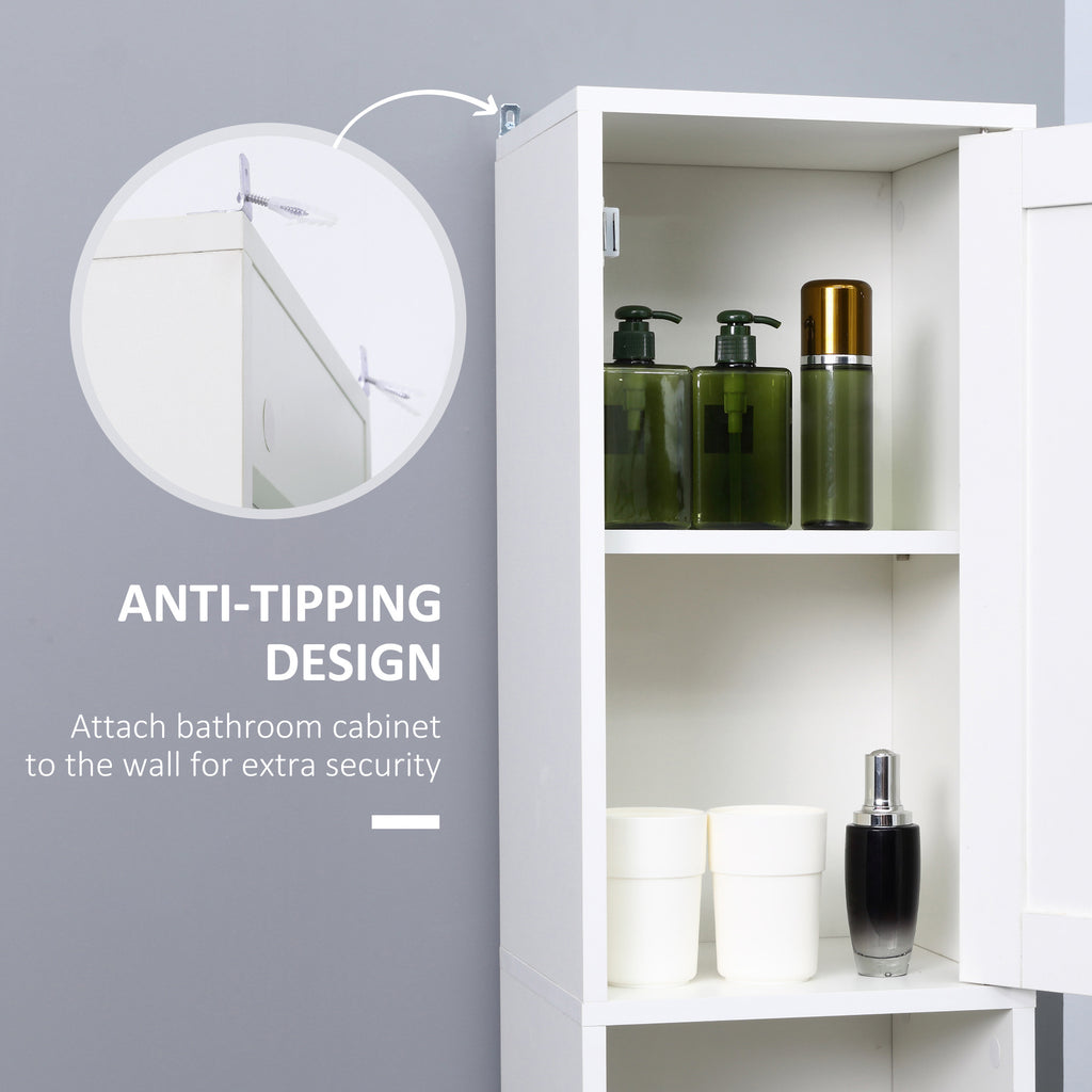 Tall Bathroom Storage Cabinet with Mirror – White — features