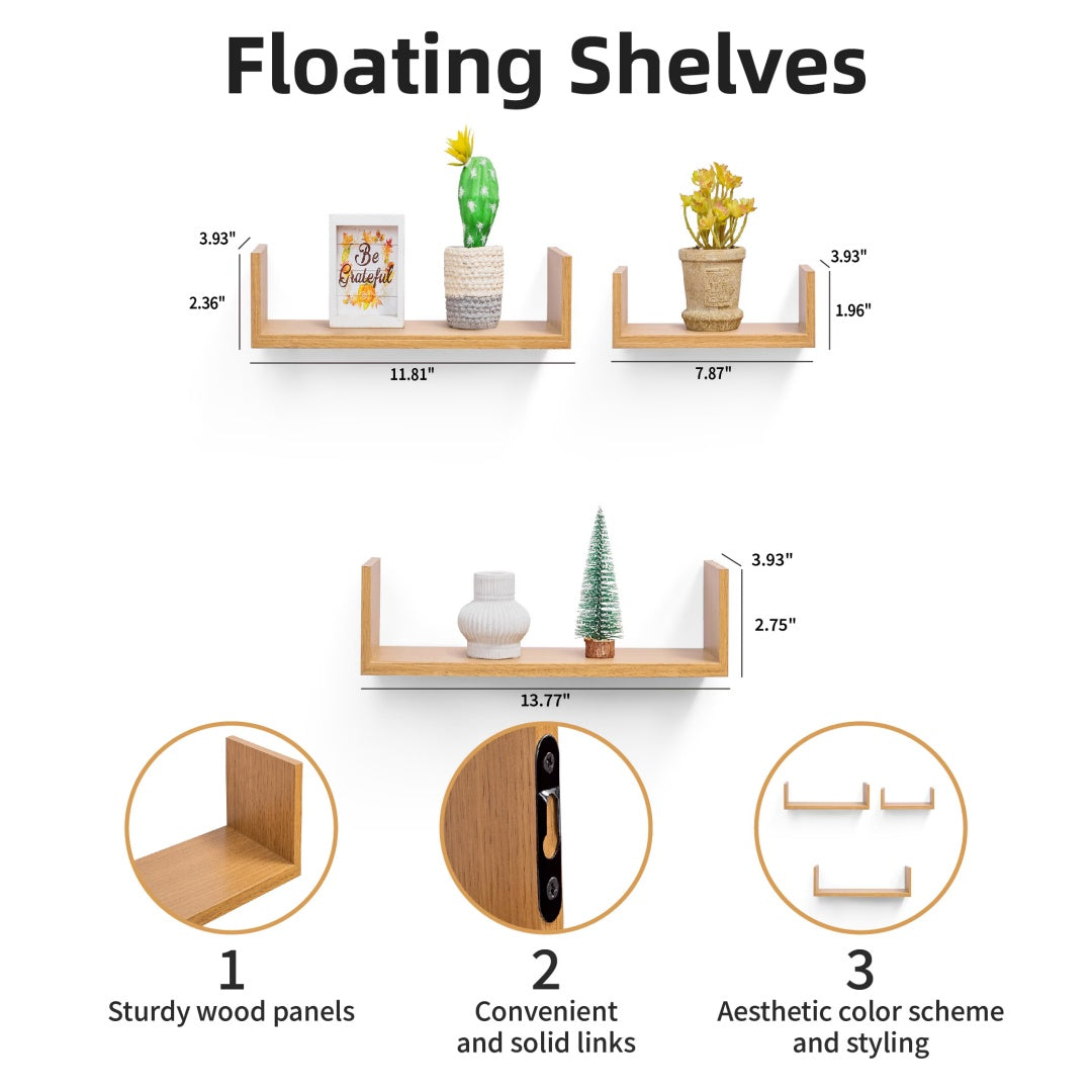 31" Long Floating Wall Shelf, Wood – Brown — features