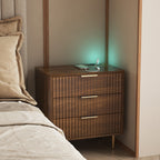 Nightstand with Charging Station & Night Light – Wood — room view