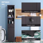 Narrow Bathroom Linen Tower with Cabinet – Brown — features