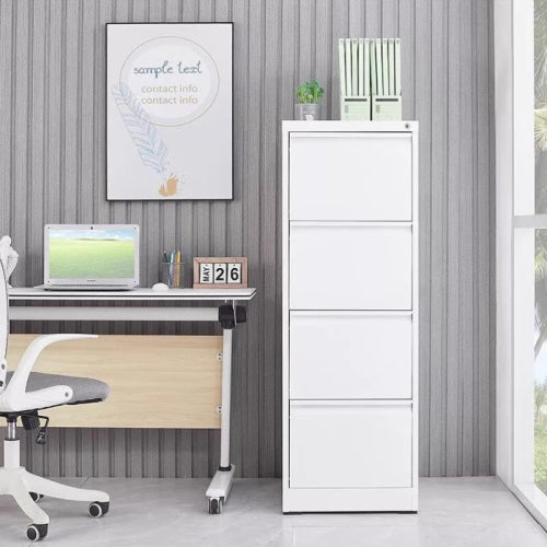 4-Drawer Vertical File Cabinet with Lock – White — room view