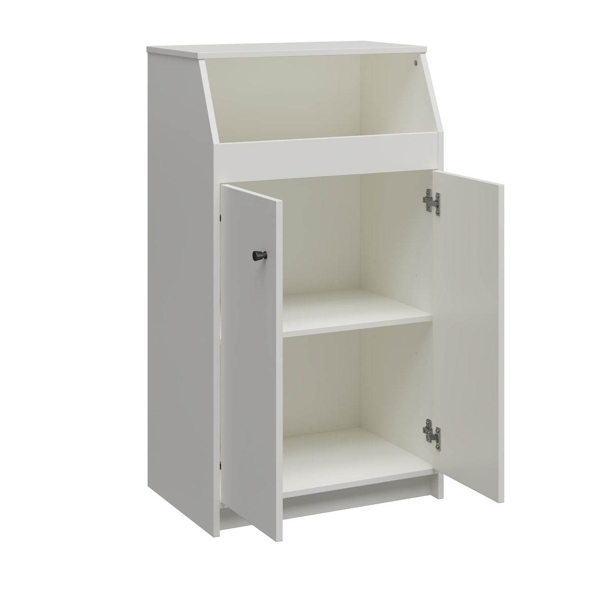 2-Door Storage Tower with Shelves – White — detail