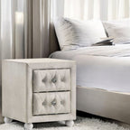 Upholstered Fabric Nightstand, Square – Beige — room view