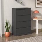 4-Drawer Lateral File Cabinet with Lock – Black — room view angled