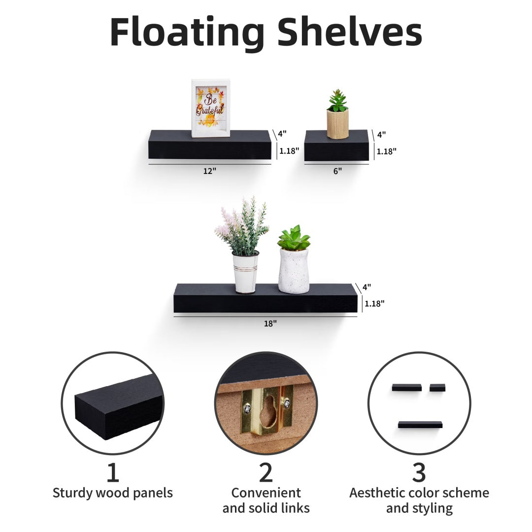 18" Floating Wall Shelf, Wood – Walnut — features