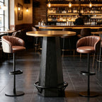 Round Bar Table, 31" Hexagonal Base – Black/Brown — room view angled