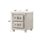 Upholstered Fabric Nightstand, Square – Beige — dimensions