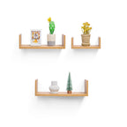 14" Floating Wall Shelf, Wood – Golden — room view angled