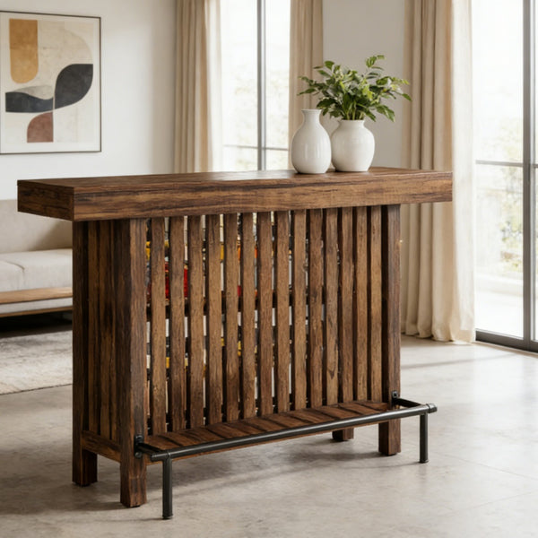 Bar Table with Storage Shelves, Counter-Height — room view angled