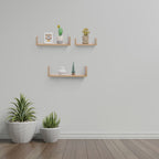 14" Floating Wall Shelf, Wood – Golden — room view angled