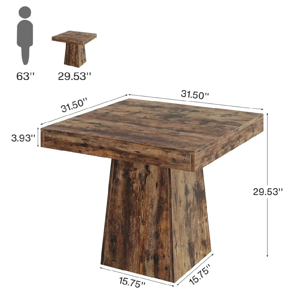 Square Farmhouse Dining Table, 31" – Gray — dimensions