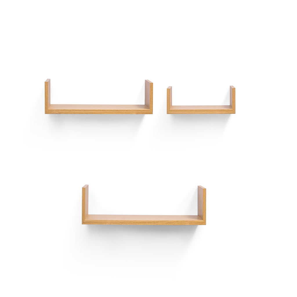 14" Floating Wall Shelf, Wood – Golden — product photo