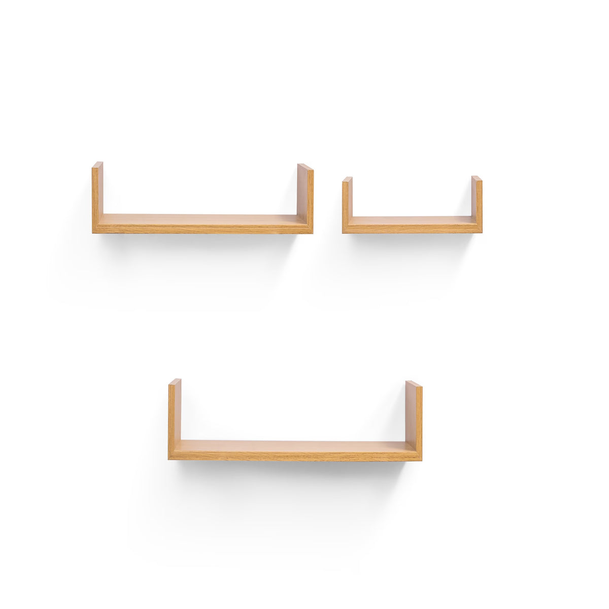 14" Floating Wall Shelf, Wood – Golden — product photo