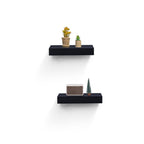 15" Floating Wall Shelf with Hidden Brackets – Black — room view angled