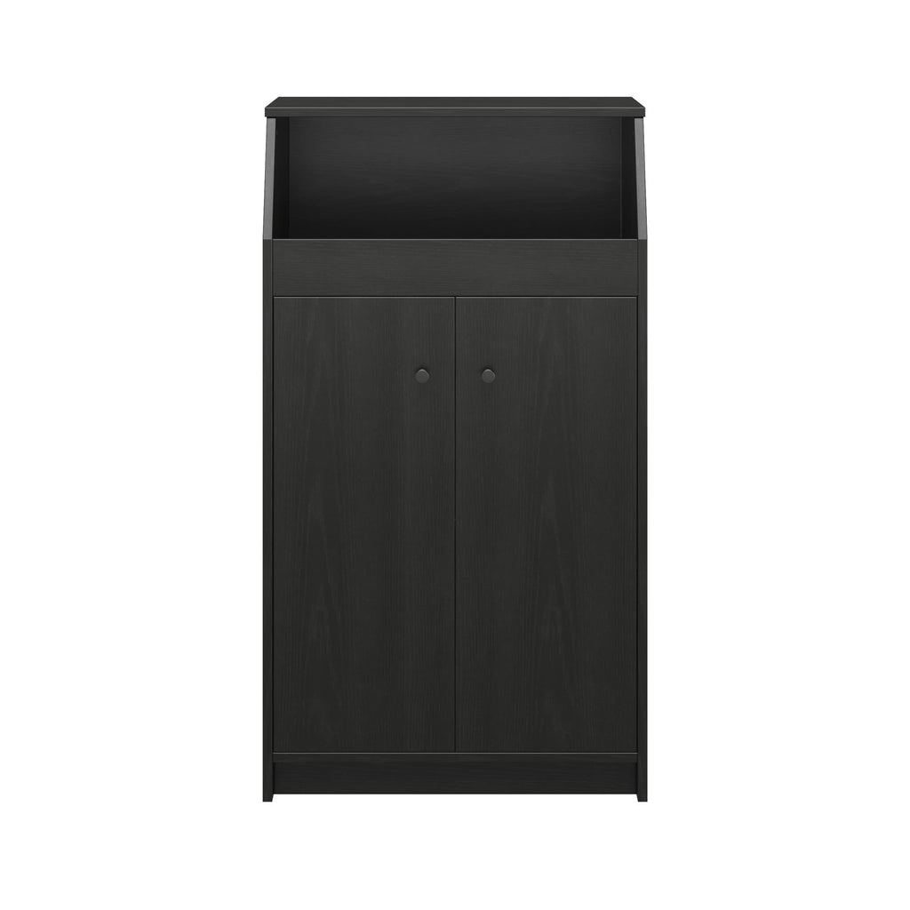 2-Door Storage Tower with Shelves – Black — product photo