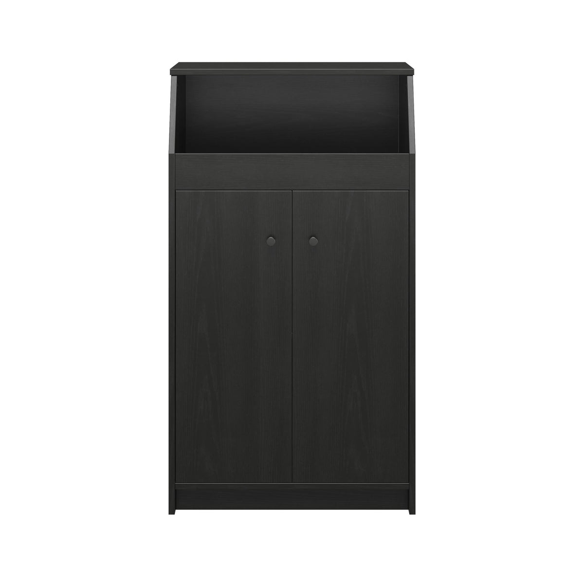 2-Door Storage Tower with Shelves – Black — product photo