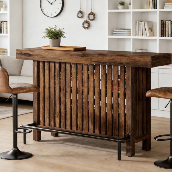Bar Table with Storage Shelves, Counter-Height — room view angled