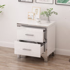 2-Drawer Mirrored Nightstand, High-Gloss – White — product photo