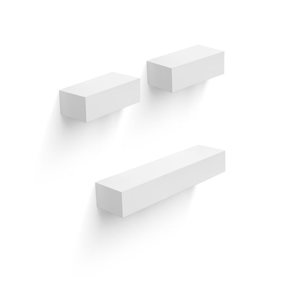 18" Floating Wall Shelf, Wood – White — product photo