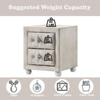 Upholstered Fabric Nightstand, Square – Beige — features