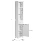 Tall Linen Tower Cabinet with Drawer – White — dimensions