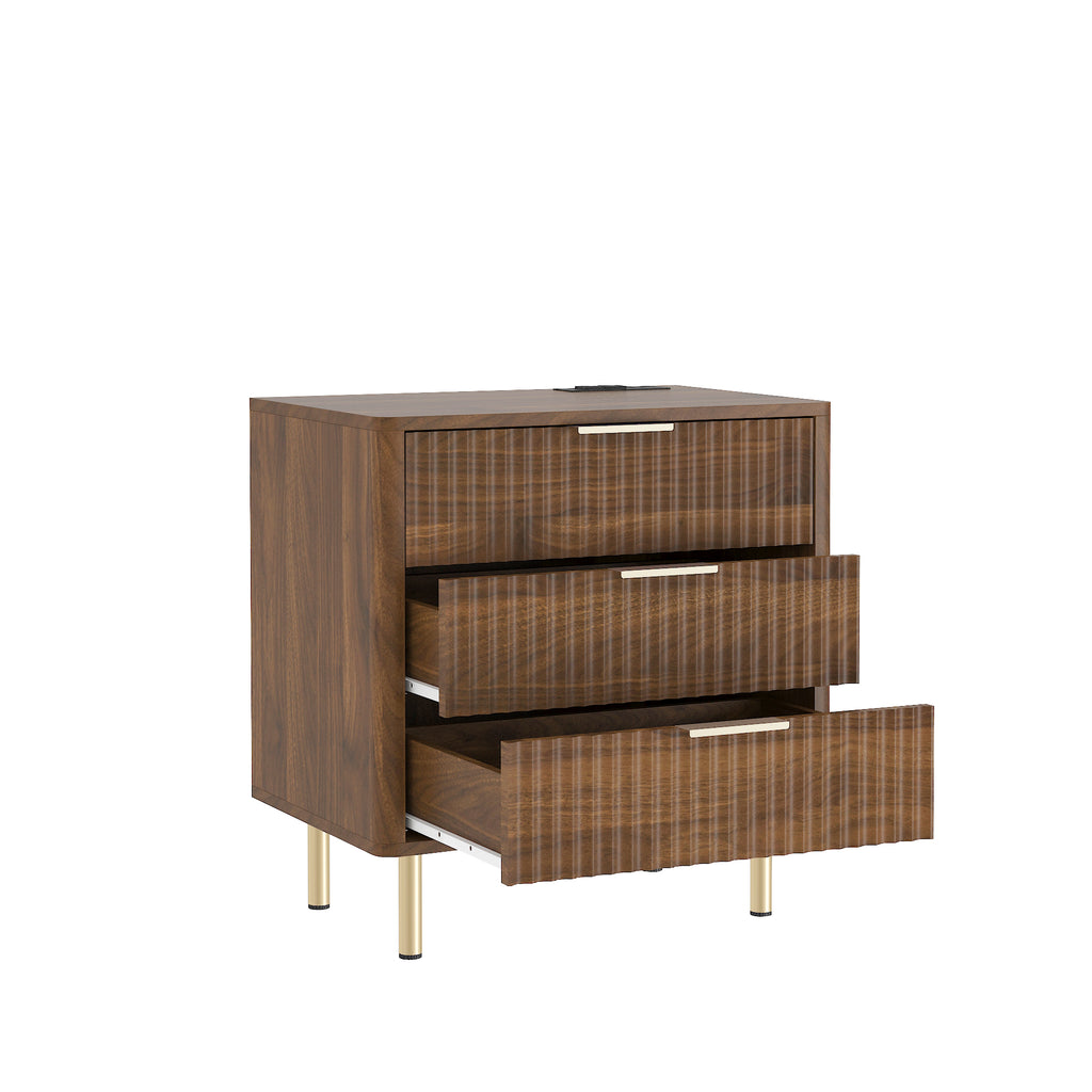 Nightstand with Charging Station & Night Light – Wood — product photo angled