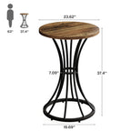 Round Bar Table for 2, Metal Frame – Brown — dimensions