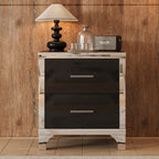 2-Drawer Mirrored Nightstand, High-Gloss – Black — product photo