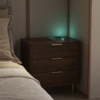 Nightstand with Charging Station & Night Light – Wood — room view wide