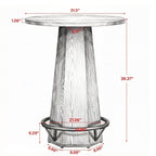Round Bar Table, 31" Hexagonal Base – Black/Brown — dimensions