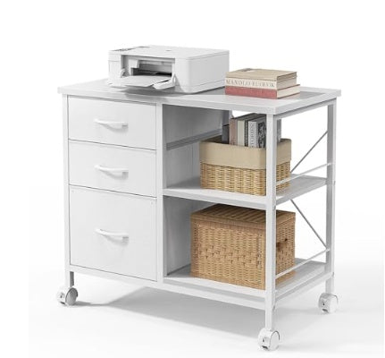 Rolling Printer Stand & File Cabinet with Drawers — colour option