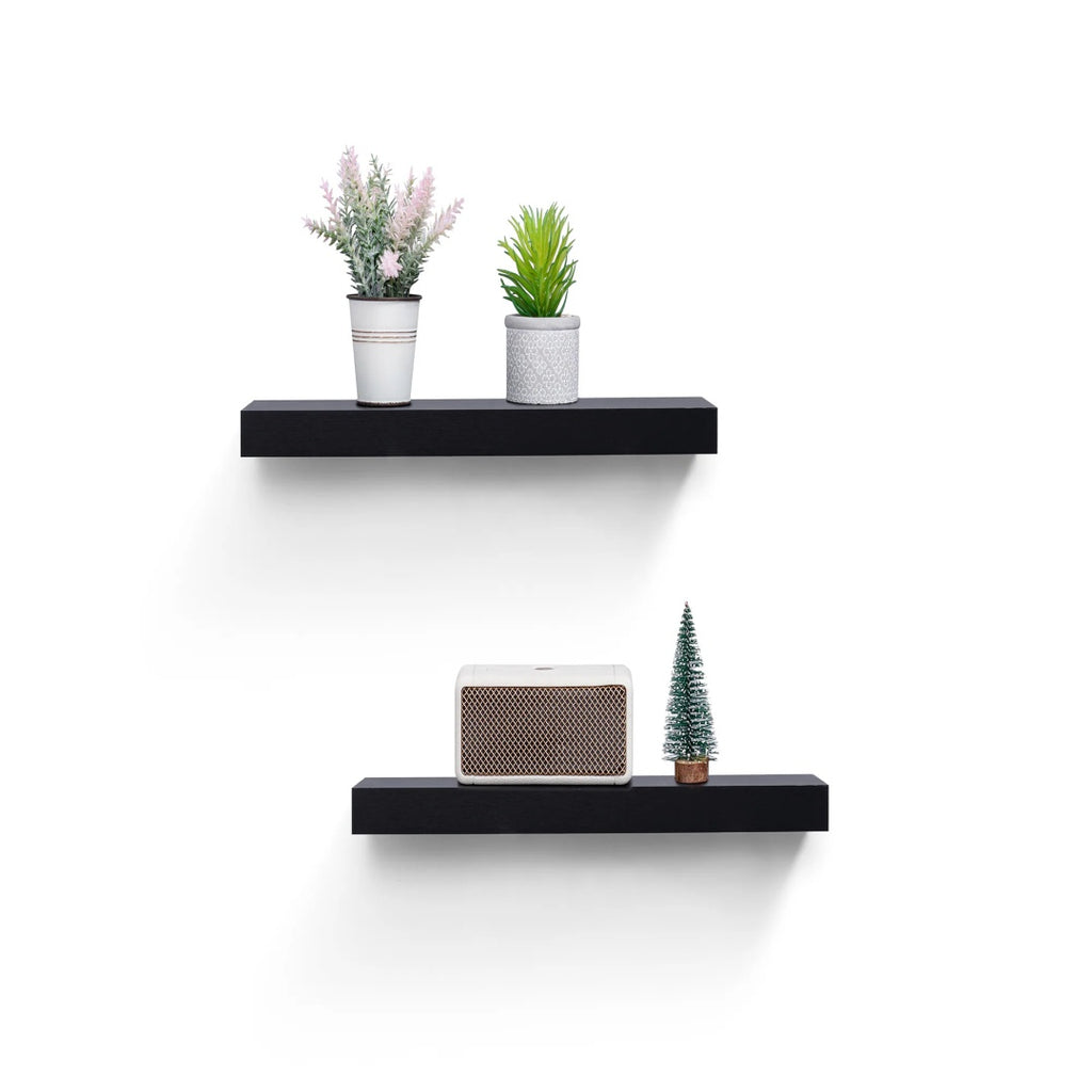 18" Floating Wall Shelf with LED Light – Black — room view