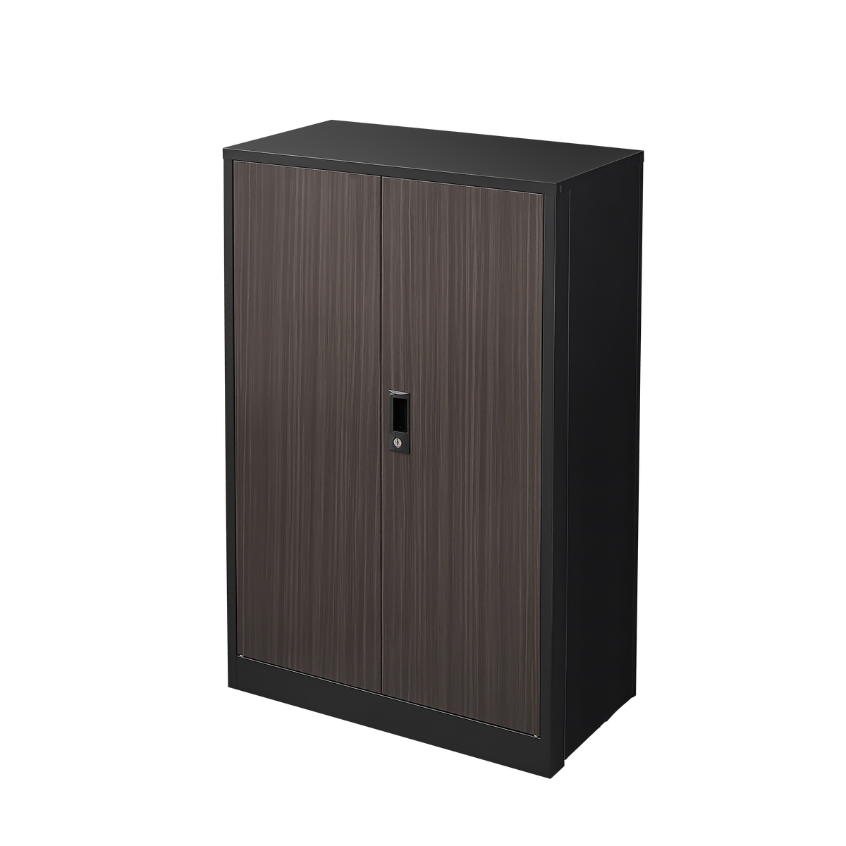 Folding Metal Storage Cabinet with Lock – Black — product photo
