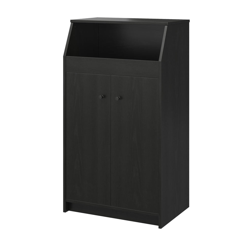 2-Door Storage Tower with Shelves – Black — product photo