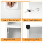 Narrow Bathroom Storage Cabinet with LED Light – White — features