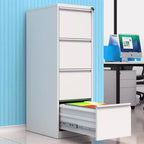4-Drawer Vertical File Cabinet with Lock – White — room view angled