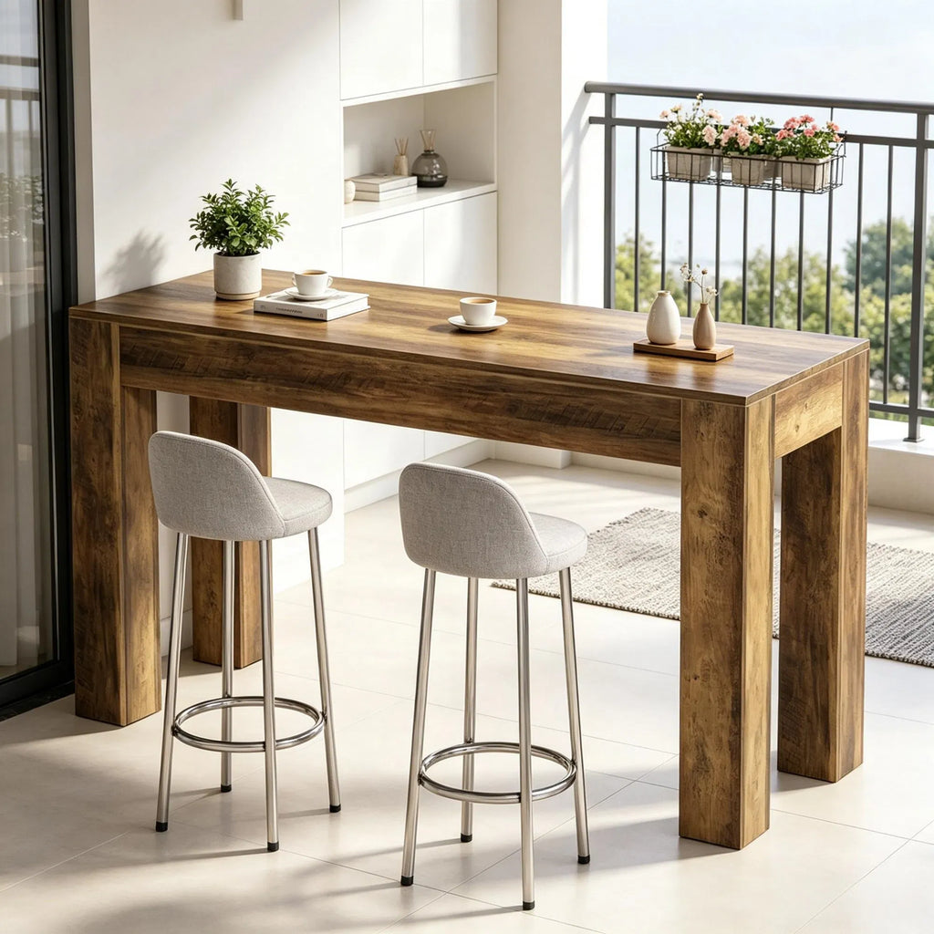 Farmhouse Bar Table, Counter-Height Wood — room view angled