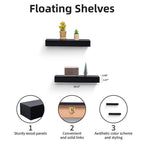 18" Floating Wall Shelf with LED Light – Black — features