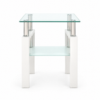 1-Piece Modern Tempered Glass Tea Table Coffee Table End Table, Square Table For Living Room, Transparent White — studio hero