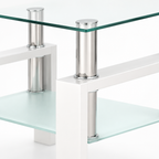 1-Piece Modern Tempered Glass Tea Table Coffee Table End Table, Square Table For Living Room, Transparent White — studio detail