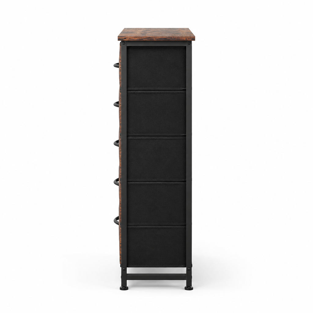 10-Drawer Fabric Dresser, LargeStorageTower for Bedroom, Closet, Living Room, Rustic Brown — studio side profile
