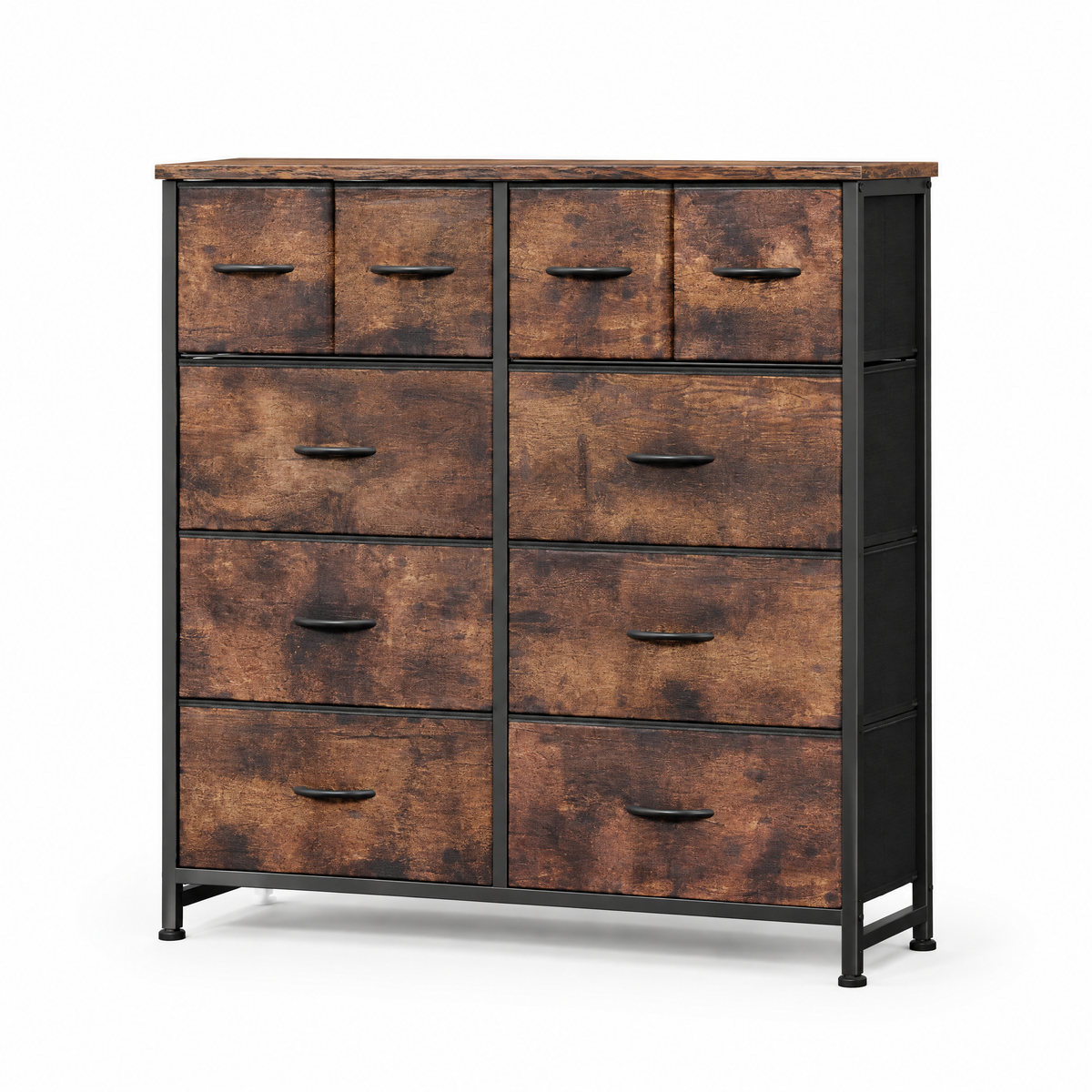 10-Drawer Fabric Dresser, LargeStorageTower for Bedroom, Closet, Living Room, Rustic Brown — studio hero