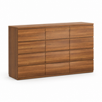 12 Drawers Double Dresser, Modern Wood Dresser Chest Of Drawers With Large Storage Space For Bedroom, Walnut — studio three-quarter