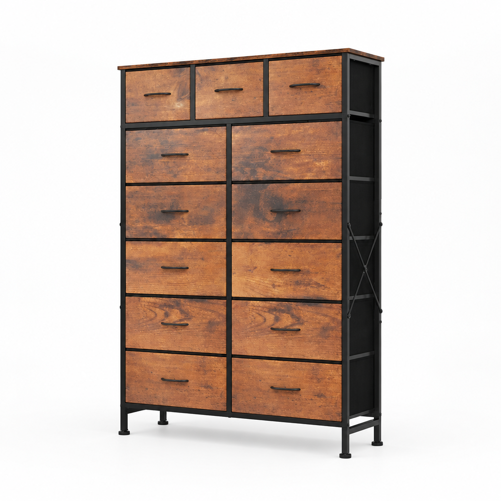 13-in Fabric Drawer Storage Tower, 56.7-inch Tall Organizer — studio three-quarter