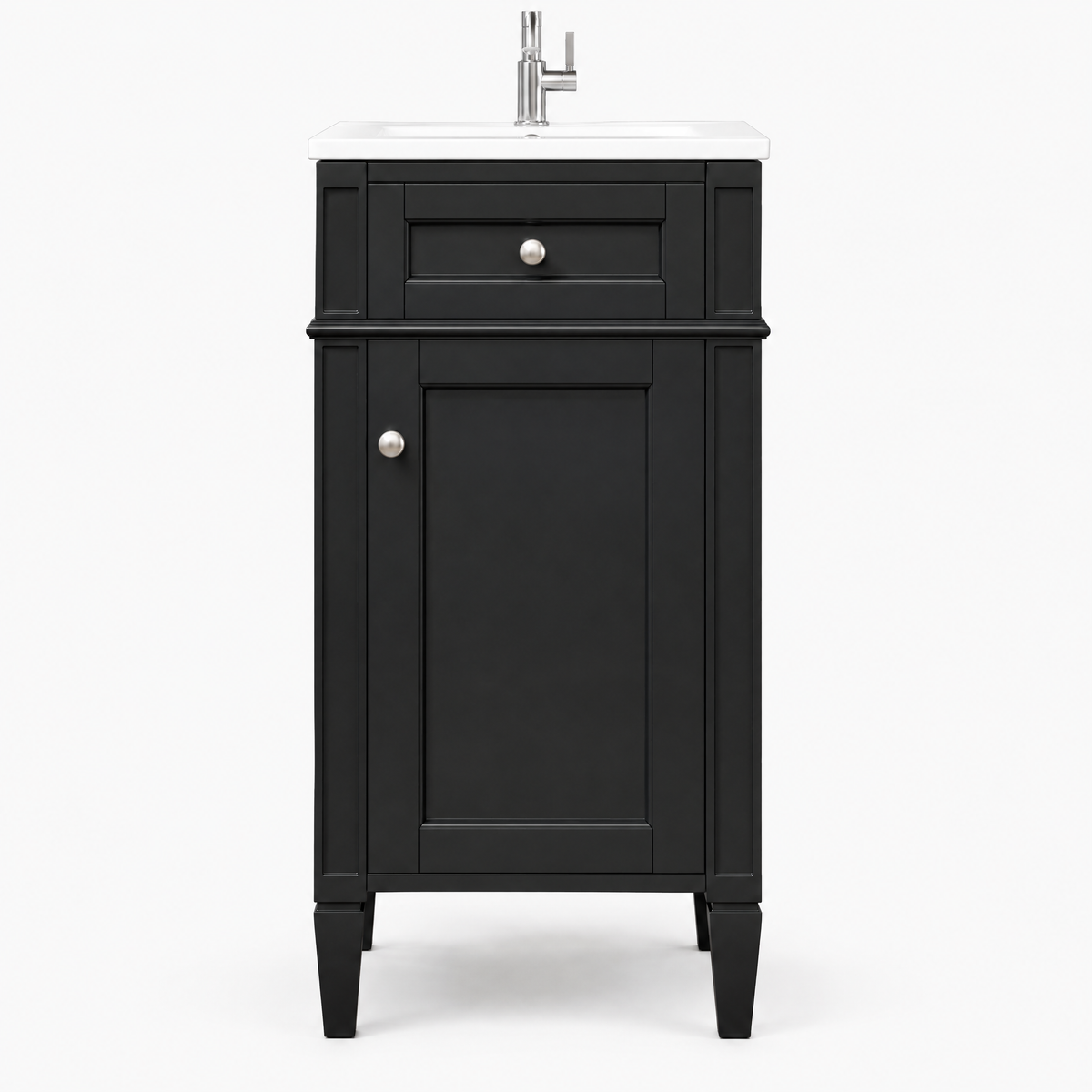 16-inch Bathroom Vanity With Ceramic Sink, Freestanding Single Vanity Set With Soft Closing Door, Adjustable Shelf, French Style, Solid Feet, Black — studio hero