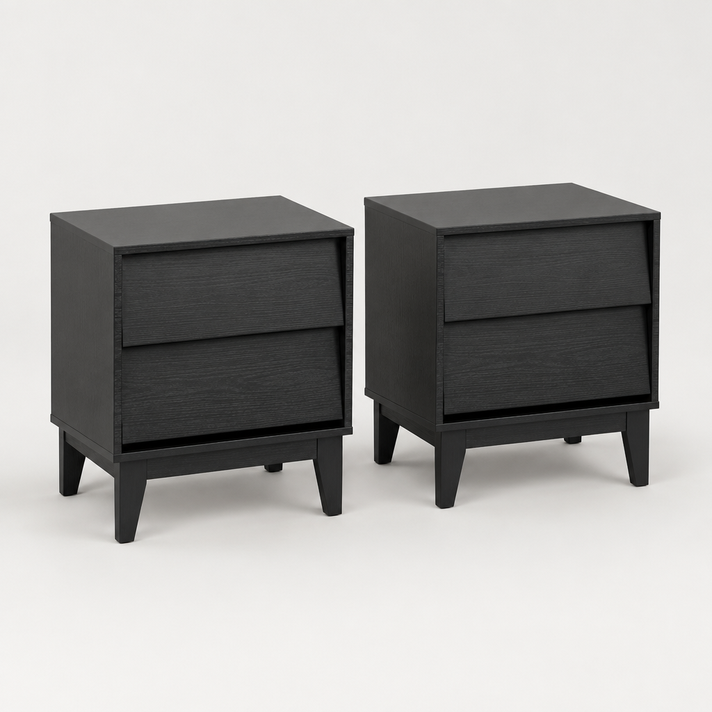 2 Set Nightstands Features Vintage-style And Bevel Design, Made Of MDF, Mid Century Modern Nightstand, Night Stand For Bedroom — studio three-quarter