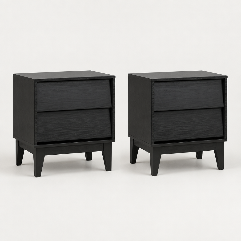 2 Set Nightstands Features Vintage-style And Bevel Design, Made Of MDF, Mid Century Modern Nightstand, Night Stand For Bedroom — studio side profile