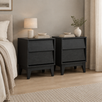 2 Set Nightstands Features Vintage-style And Bevel Design, Made Of MDF, Mid Century Modern Nightstand, Night Stand For Bedroom — bedroom three-quarter left